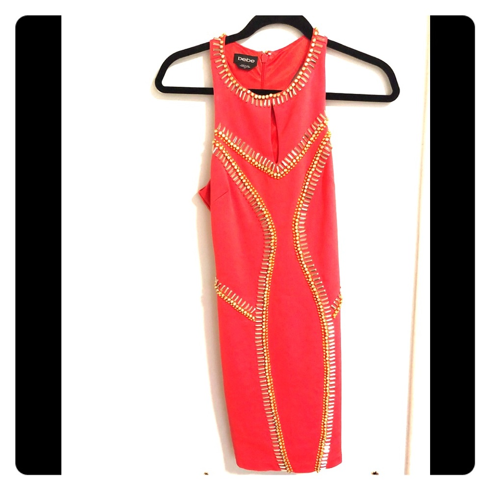 Bebe Red/Orange Keyhole Dress